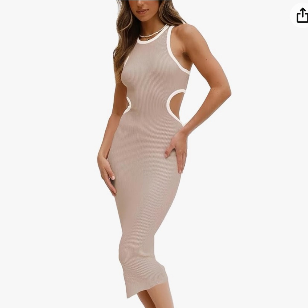 Cut Out Waist Open Back Bodycon Dress SZ M